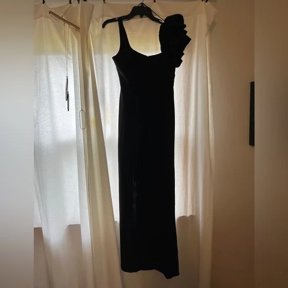 Sam And Jess Women's Floral Applique Sleeveless Evening Gown - BLACK 10 - Picture 7 of 7